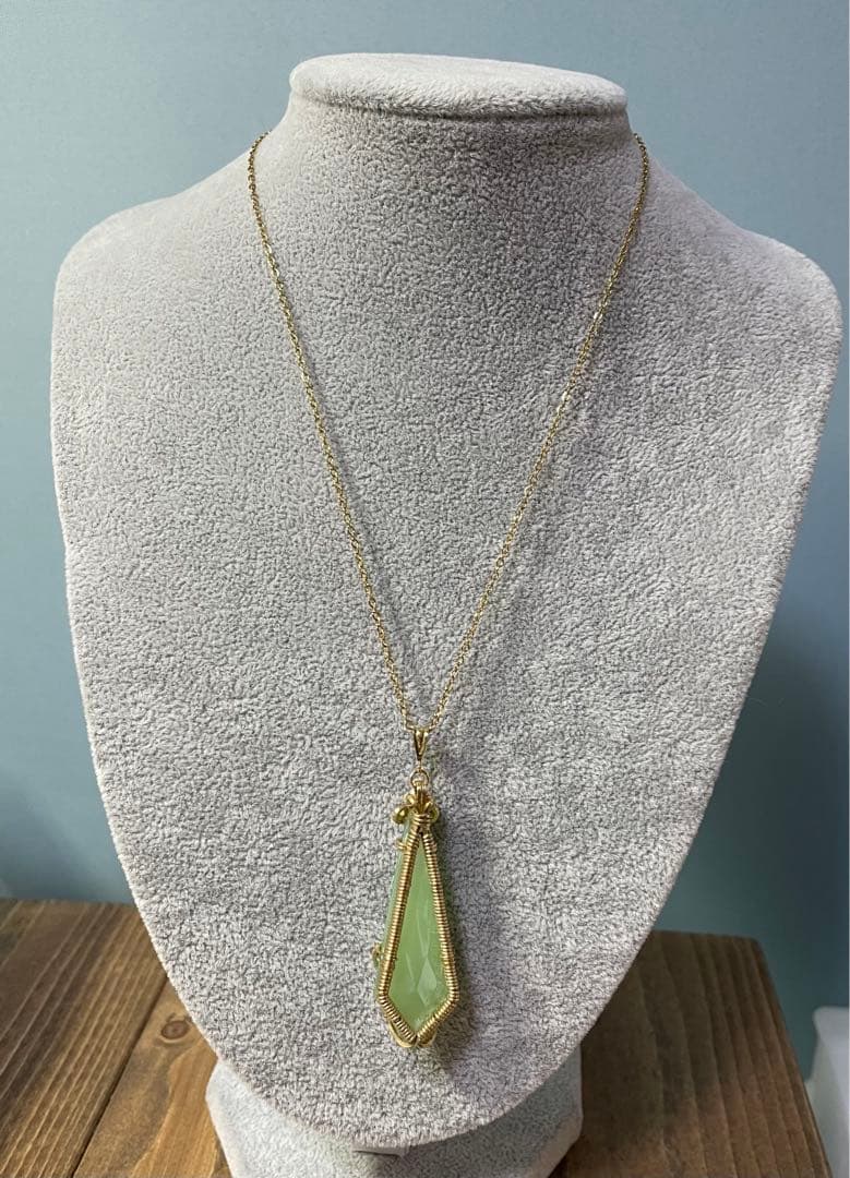 【未使用】天然石　ペンダント　ネックレス　カルセドニー　サファイア　淡水パール