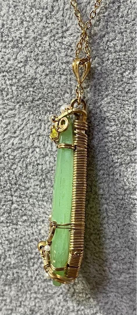 【未使用】天然石　ペンダント　ネックレス　カルセドニー　サファイア　淡水パール