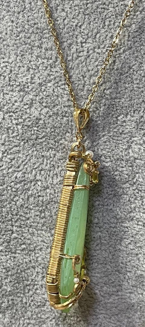 【未使用】天然石　ペンダント　ネックレス　カルセドニー　サファイア　淡水パール