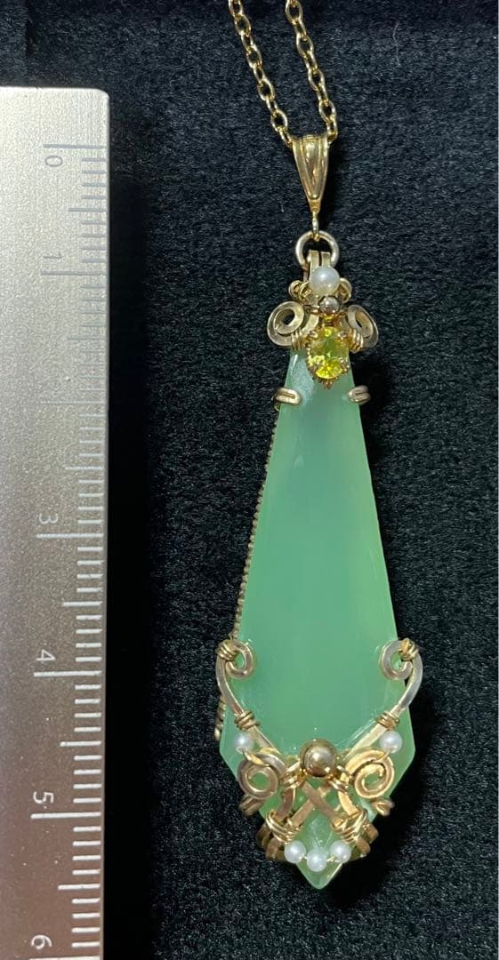 【未使用】天然石　ペンダント　ネックレス　カルセドニー　サファイア　淡水パール