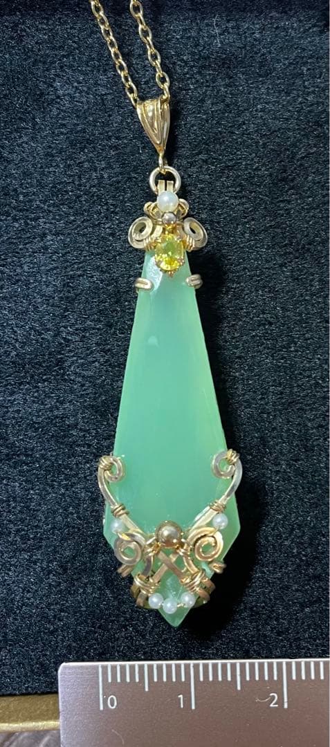 【未使用】天然石　ペンダント　ネックレス　カルセドニー　サファイア　淡水パール