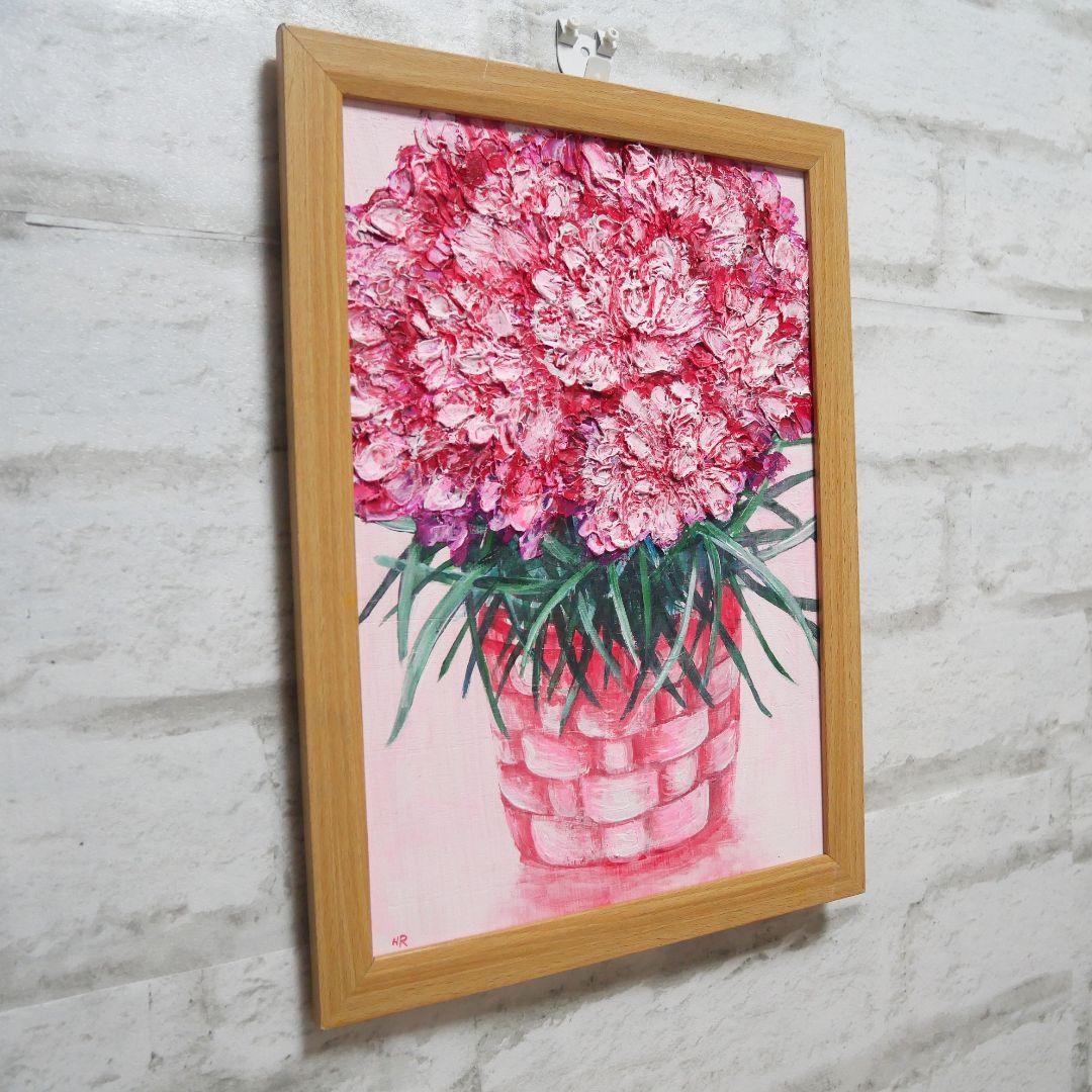 油絵 油彩 油彩画 絵 絵画【ピンクカーネーション】