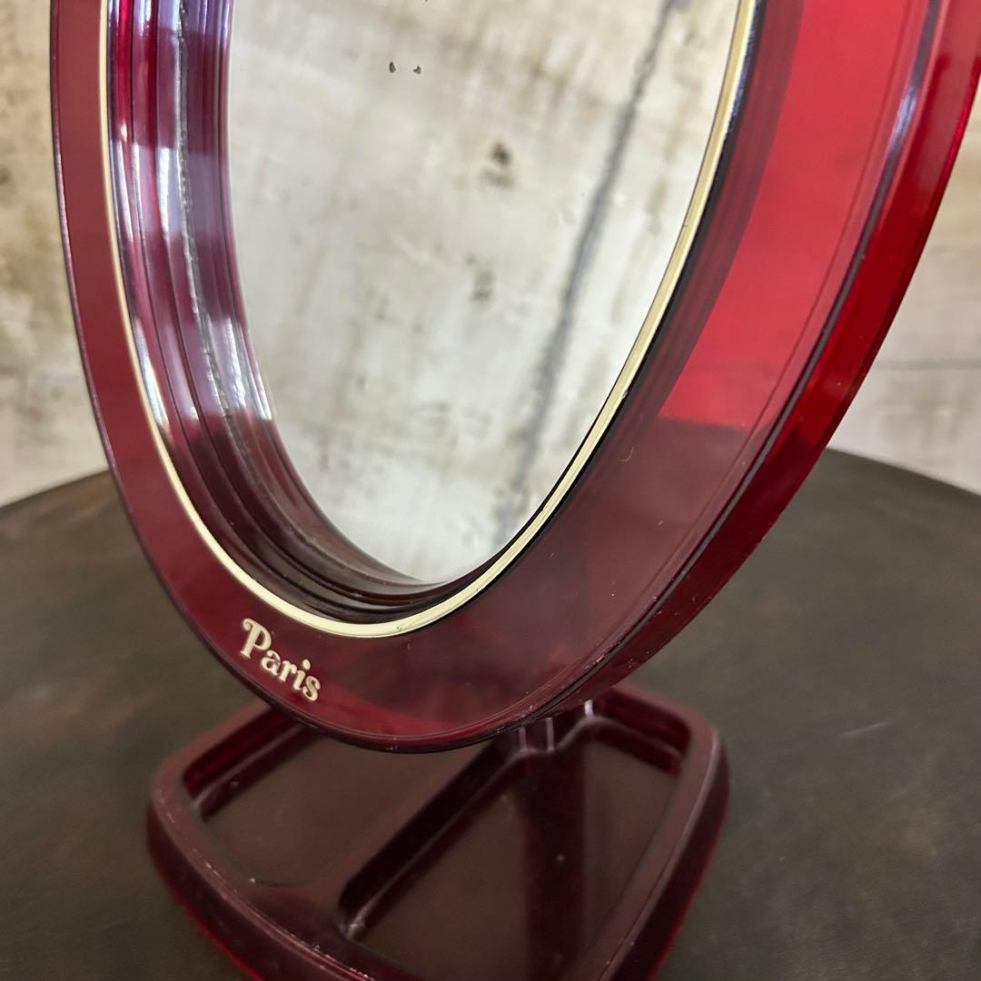 メイクアップミラー (スケルトンレッド)