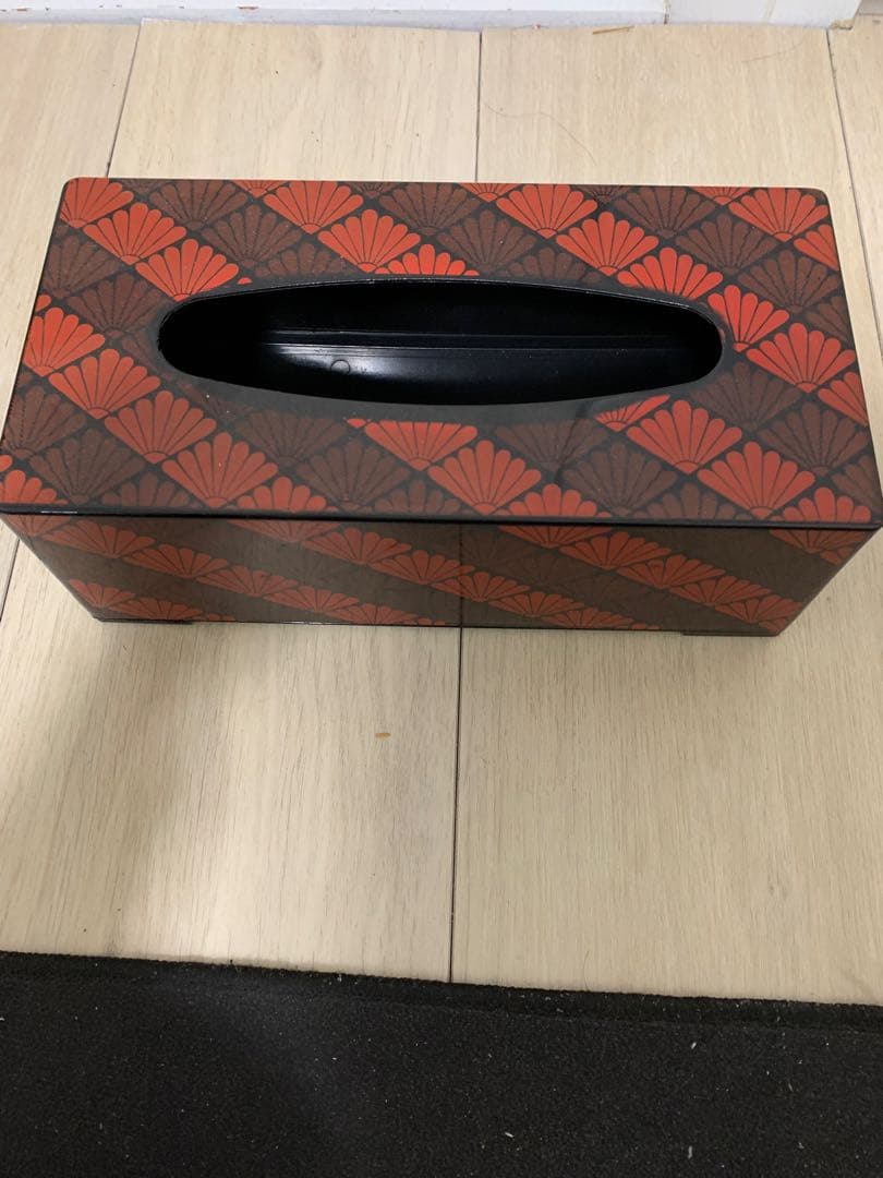 超貴重 レトロ ティッシュボックス 赤黒幾何学模様