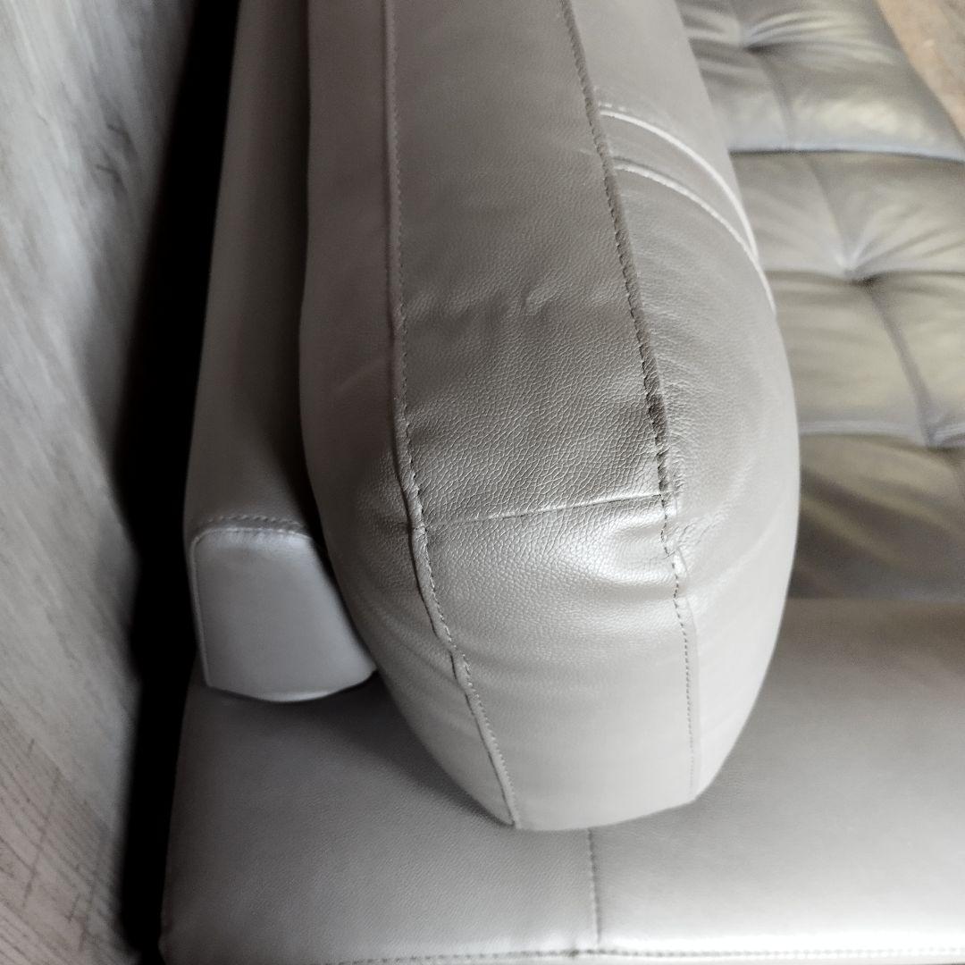 3人掛けソファー グレーレザーソファー 合皮 大型ソファー