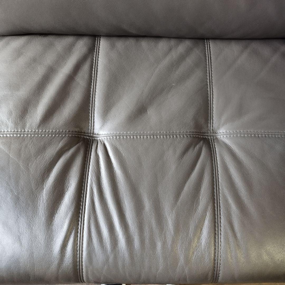 3人掛けソファー グレーレザーソファー 合皮 大型ソファー