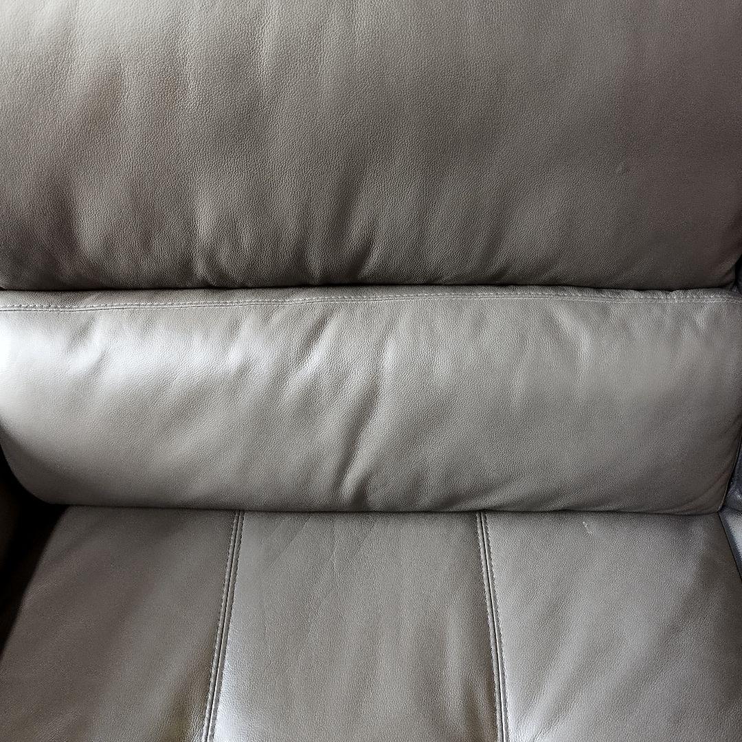 3人掛けソファー グレーレザーソファー 合皮 大型ソファー