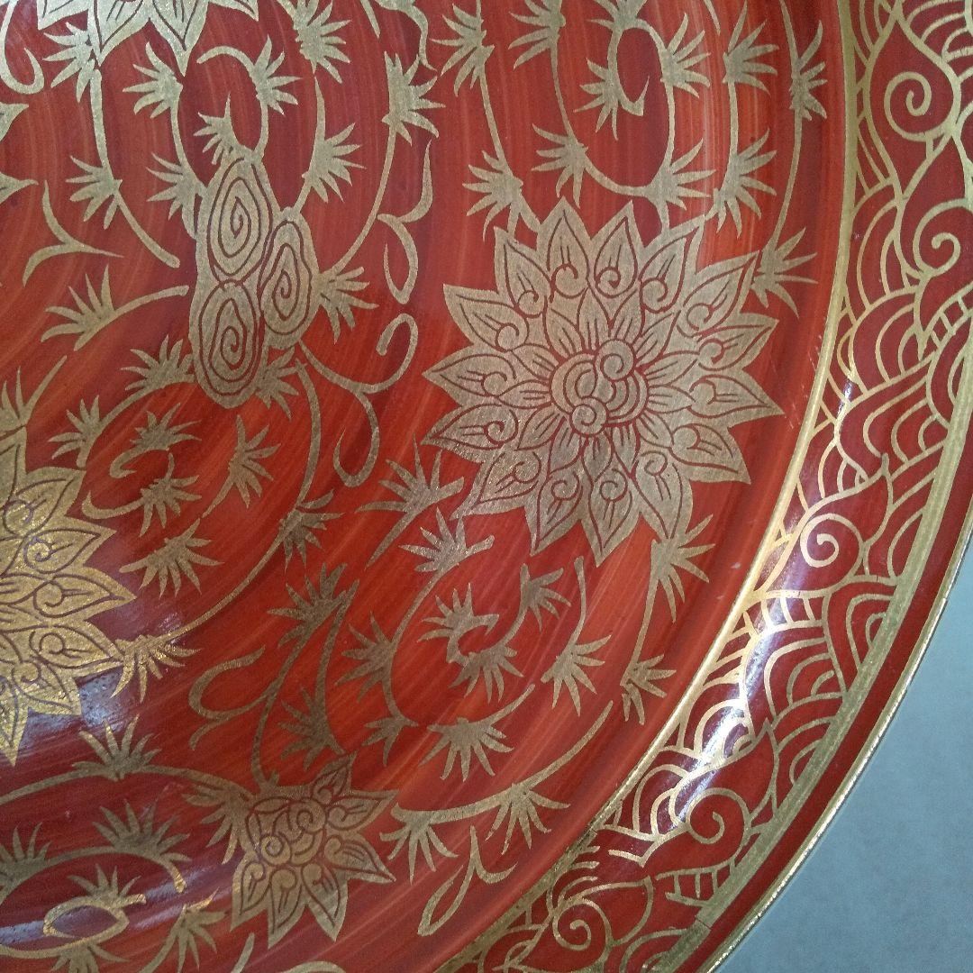 明治　九谷焼　里帰り品 　本金　極上 金蘭赤絵 　九寸皿 　正峯窯