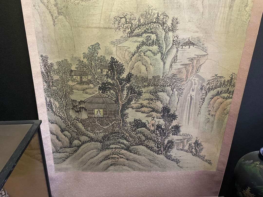 山水風景 水墨画 掛軸掛け軸 山水画 中国画 山居水泉 掛軸 インテリア