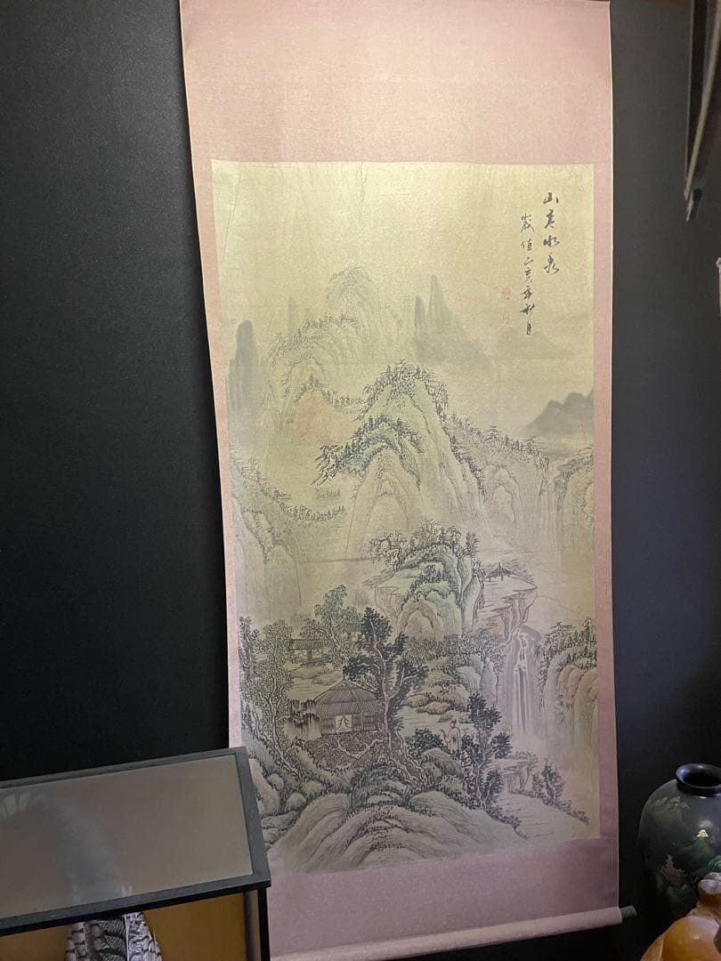 山水風景 水墨画 掛軸掛け軸 山水画 中国画 山居水泉 掛軸 インテリア