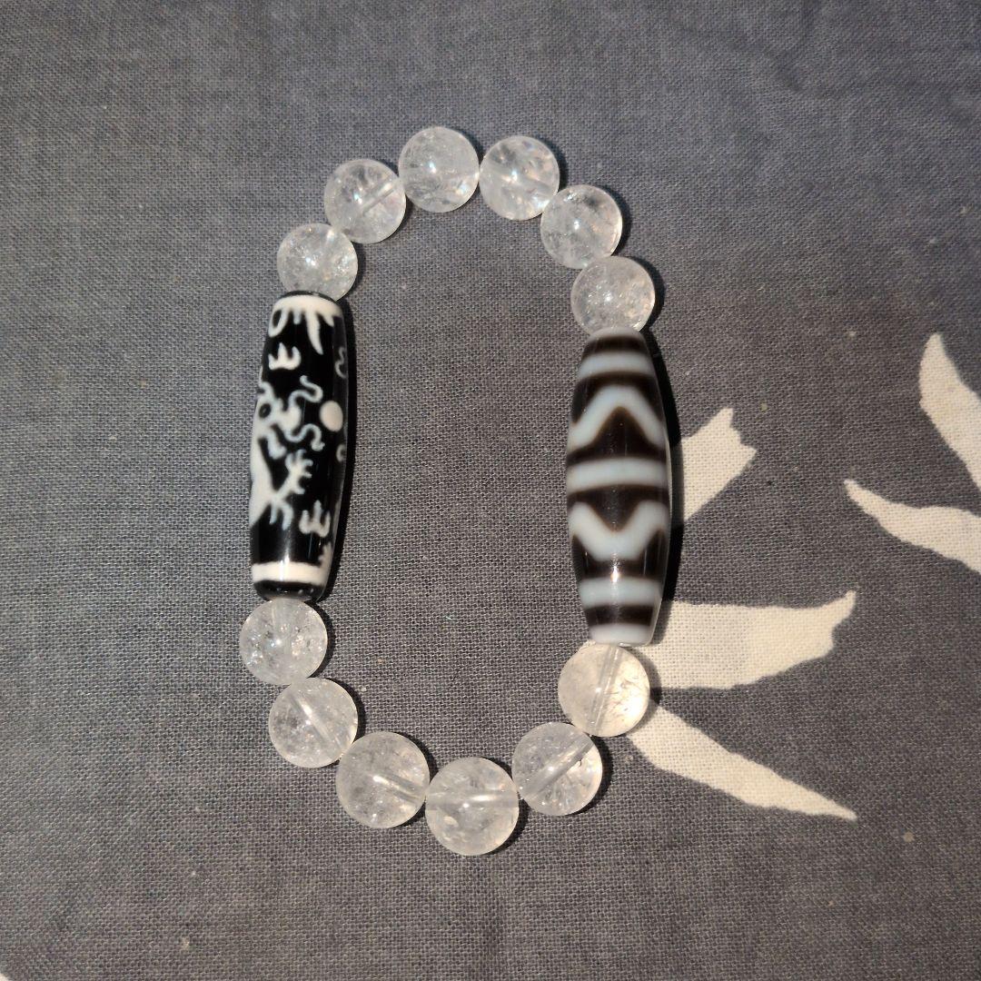 アンディ宝珠双竜神天珠と四線虎牙天珠　ブレスレット