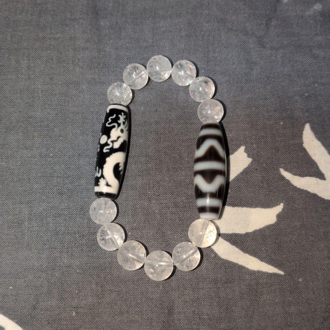 アンディ宝珠双竜神天珠と四線虎牙天珠　ブレスレット