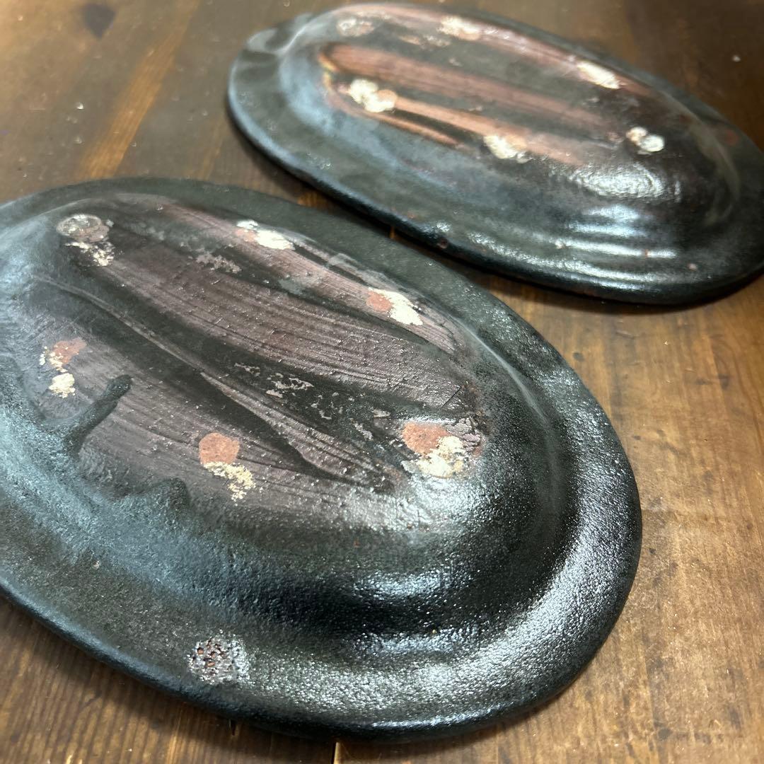 作家　陶芸作家　ドットリム皿　オーバルリム皿　大　２枚