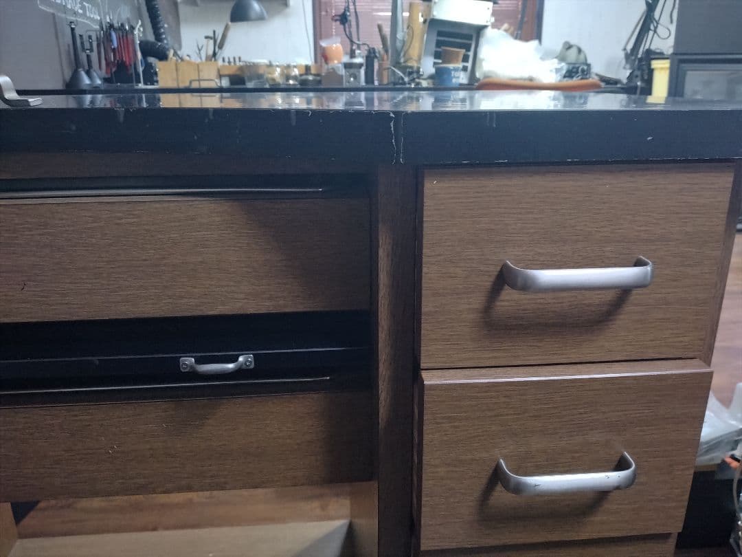 【じおばん】 スリーティー彫金デスク 両袖 ウォルナットカラー 彫金机