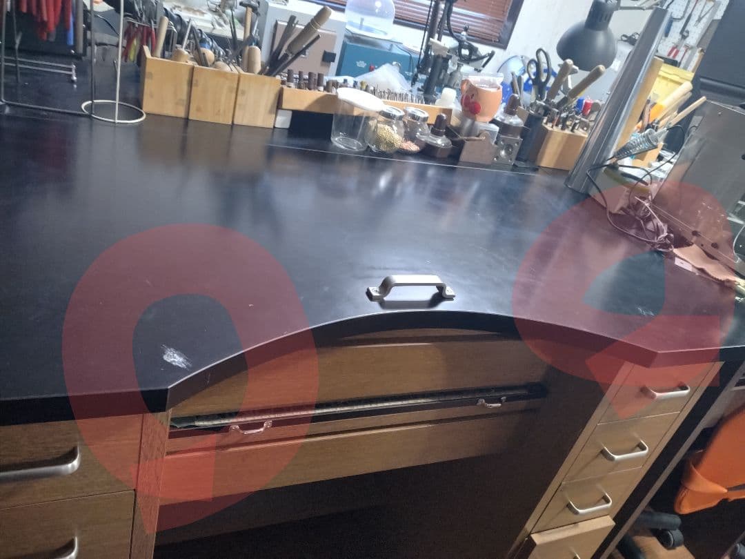 【じおばん】 スリーティー彫金デスク 両袖 ウォルナットカラー 彫金机