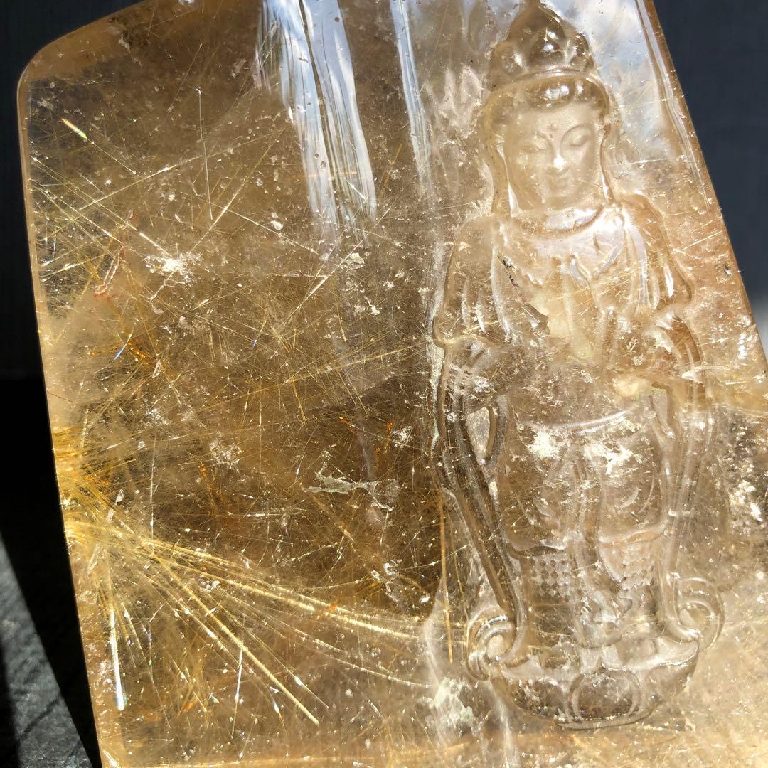 ❤️買い得　345g 観音様　最強財運超レア　強いパワー　ゴールドルチルクォーツ