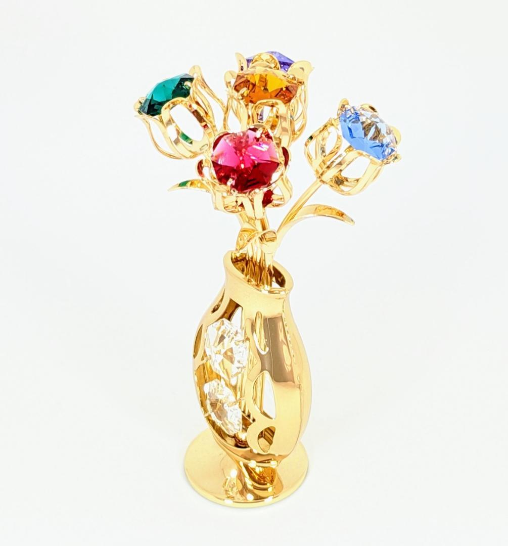 置物 花 3 フラワー 花束 母 花ギフト 高級 スワロフスキー クリスタル