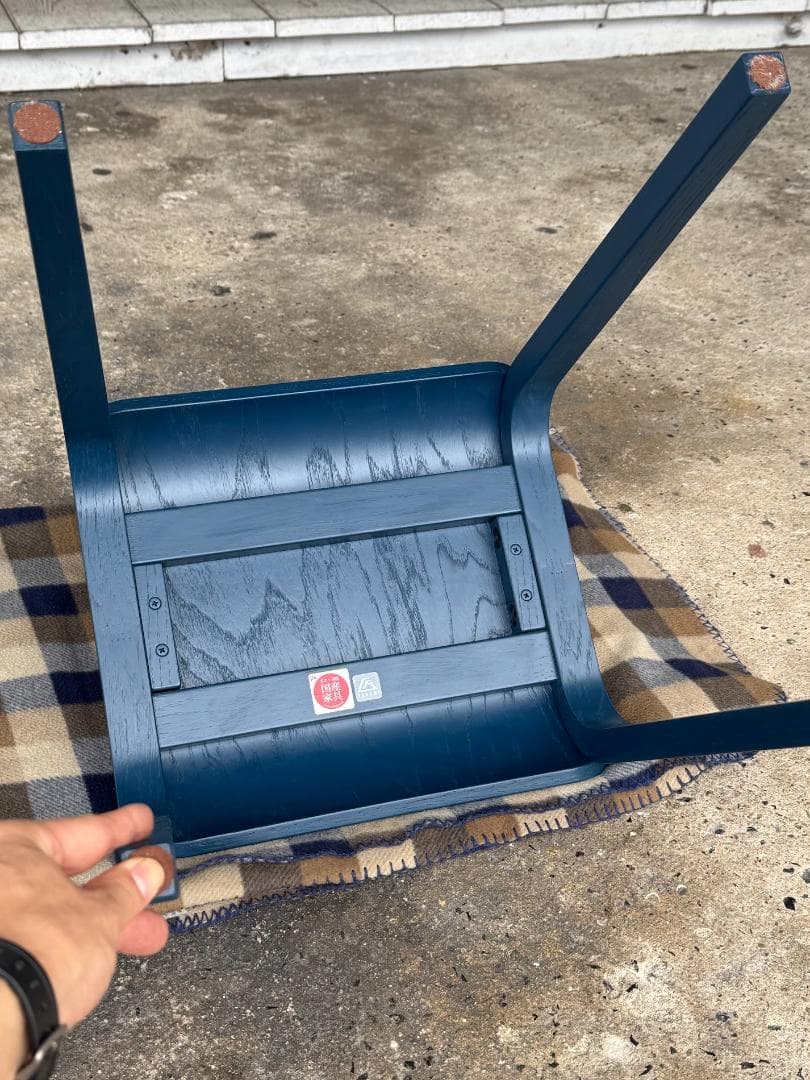 旭川家具 匠工芸 TAPEREDスツールB ロータイプ オーク 張座 ネイビー