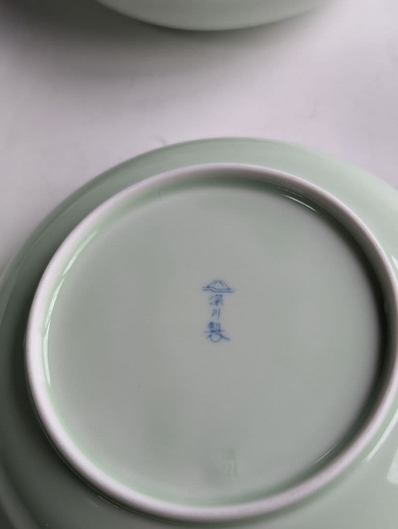 tubaki（ｖ）深川製磁　グリーン陶器製薄緑鉢5個セット