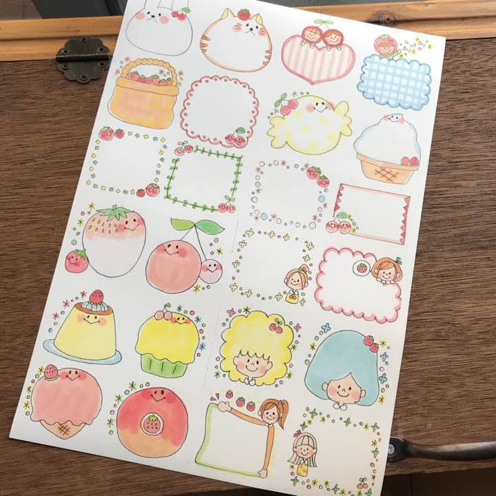 確認用♡Oセット♡手描き コメント枠4 フレークシール
