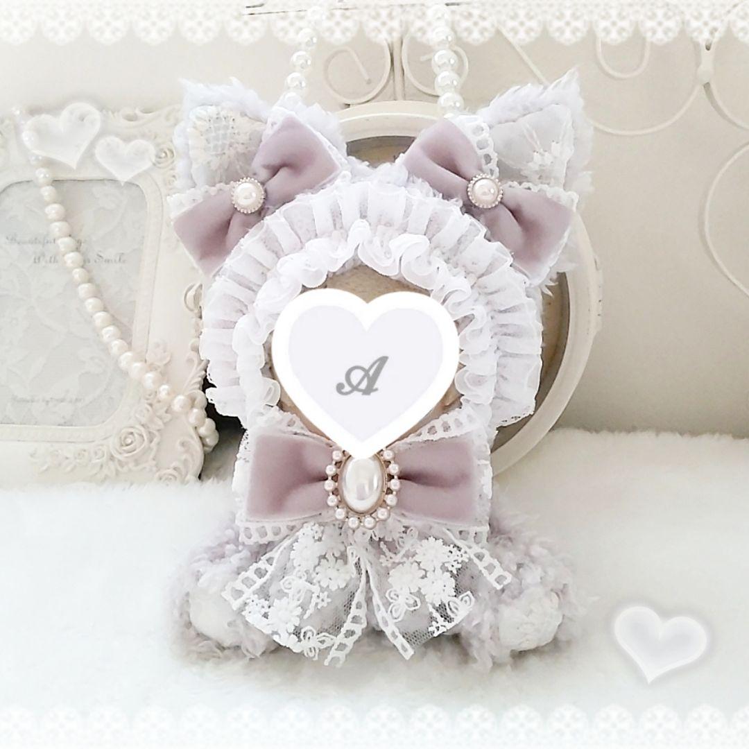 11〜12cmぬい服 薄紫のお座り猫ちゃん着ぐるみ にとたん ちびぐるみサイズ