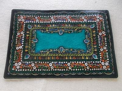 ビジネス書（ソフトカバーの単行本）サイズブックカバー　拭き染め＆刻印  牛革