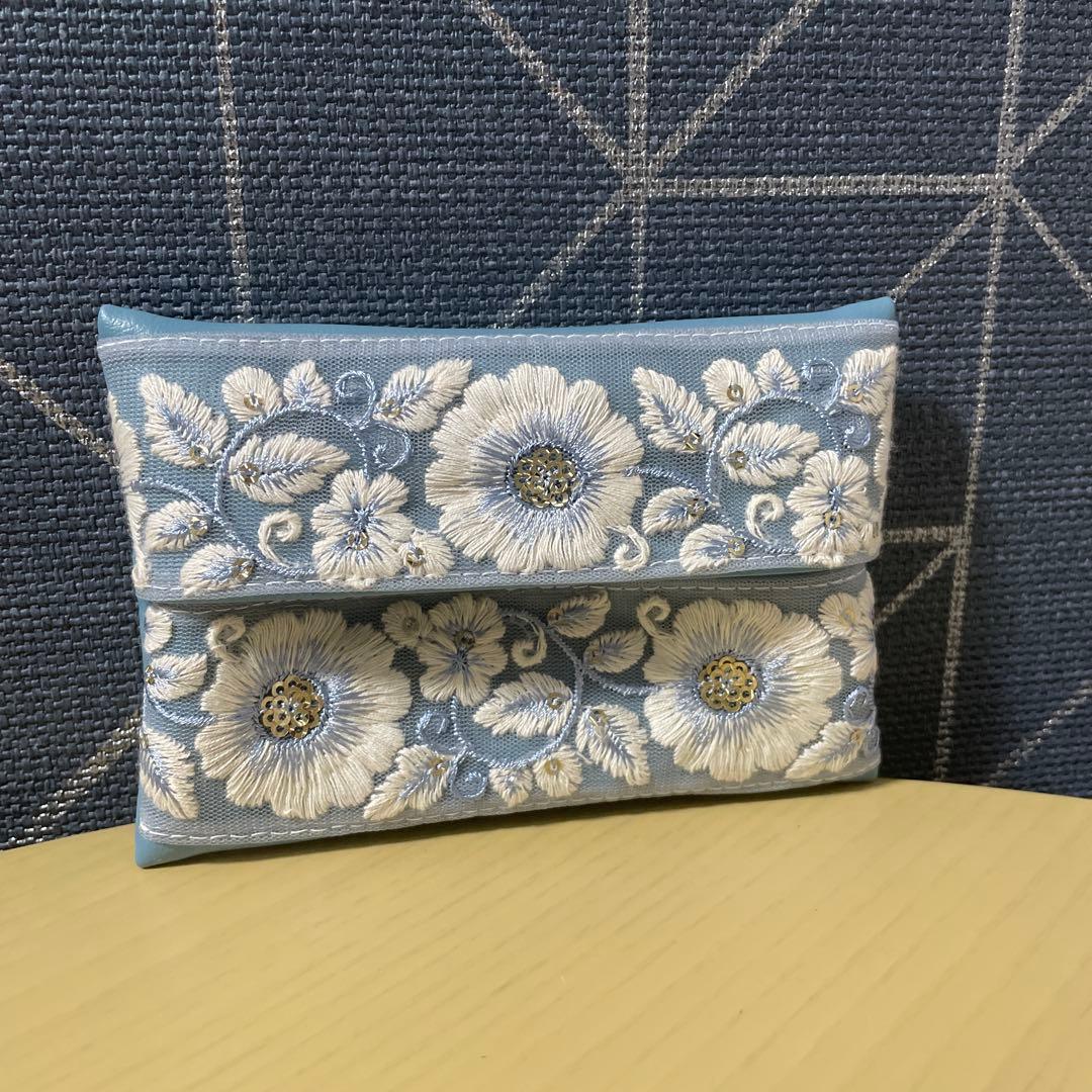 ポケットティッシュケース☆くすみブルー