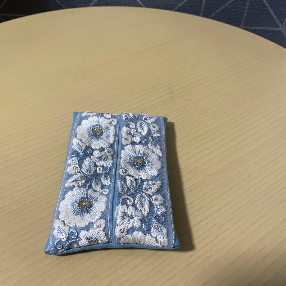 ポケットティッシュケース☆くすみブルー