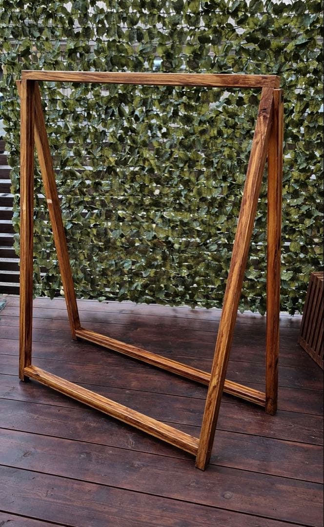 杉 無垢材 ウォルナット色ハンガーラック 木製 シンプル 店舗什器/フリマ