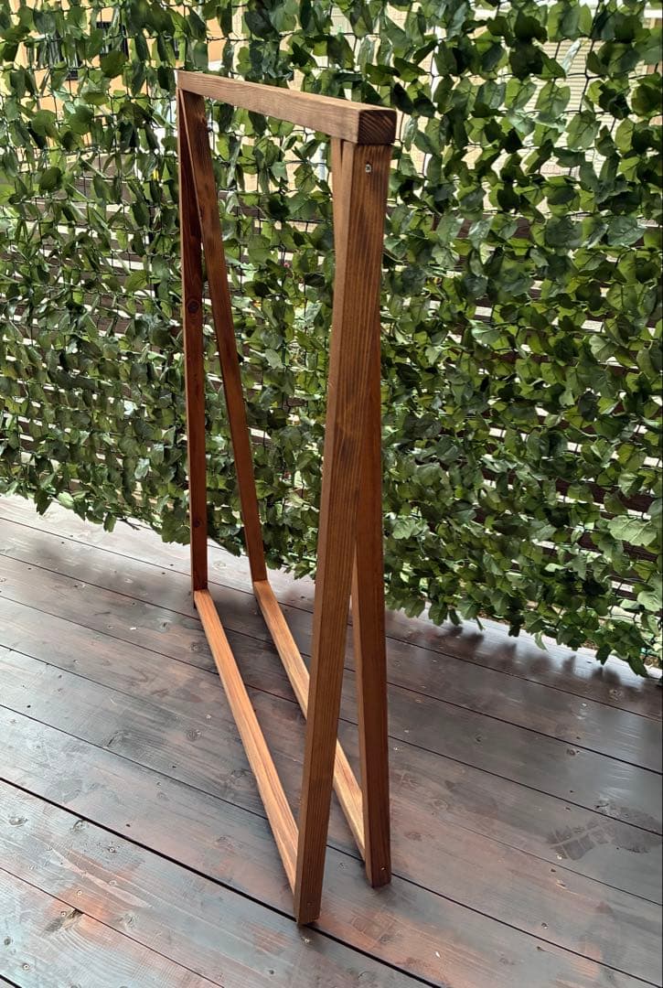 杉 無垢材 ウォルナット色ハンガーラック 木製 シンプル 店舗什器/フリマ