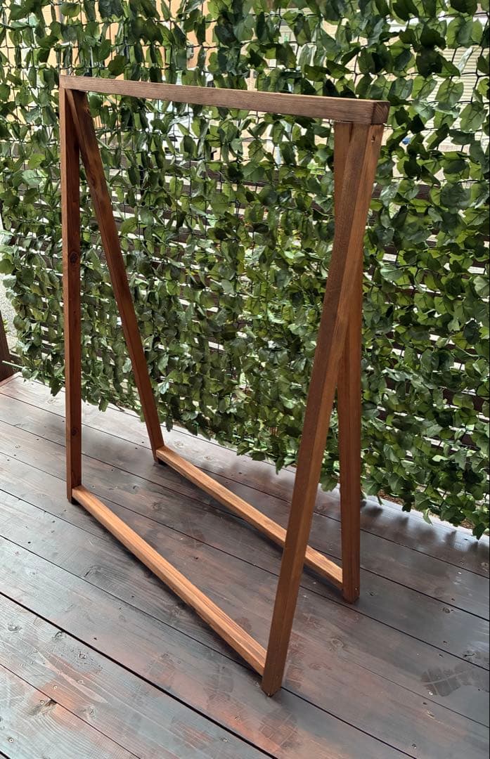 杉 無垢材 ウォルナット色ハンガーラック 木製 シンプル 店舗什器/フリマ