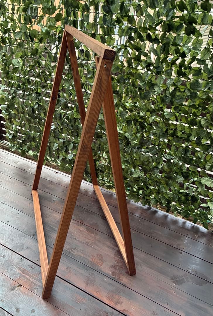 杉 無垢材 ウォルナット色ハンガーラック 木製 シンプル 店舗什器/フリマ