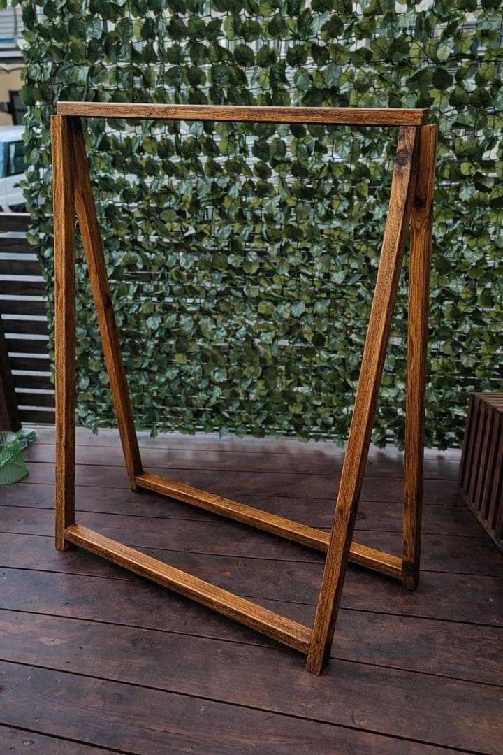 杉 無垢材 ウォルナット色ハンガーラック 木製 シンプル 店舗什器/フリマ