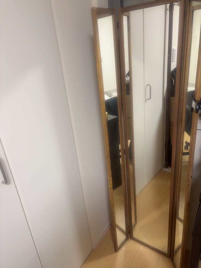 アンティーク調三面スタンドミラー