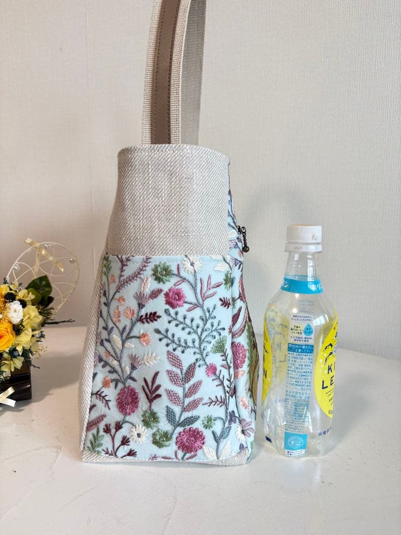 ワンショルダーバック　リネン✖️刺繍