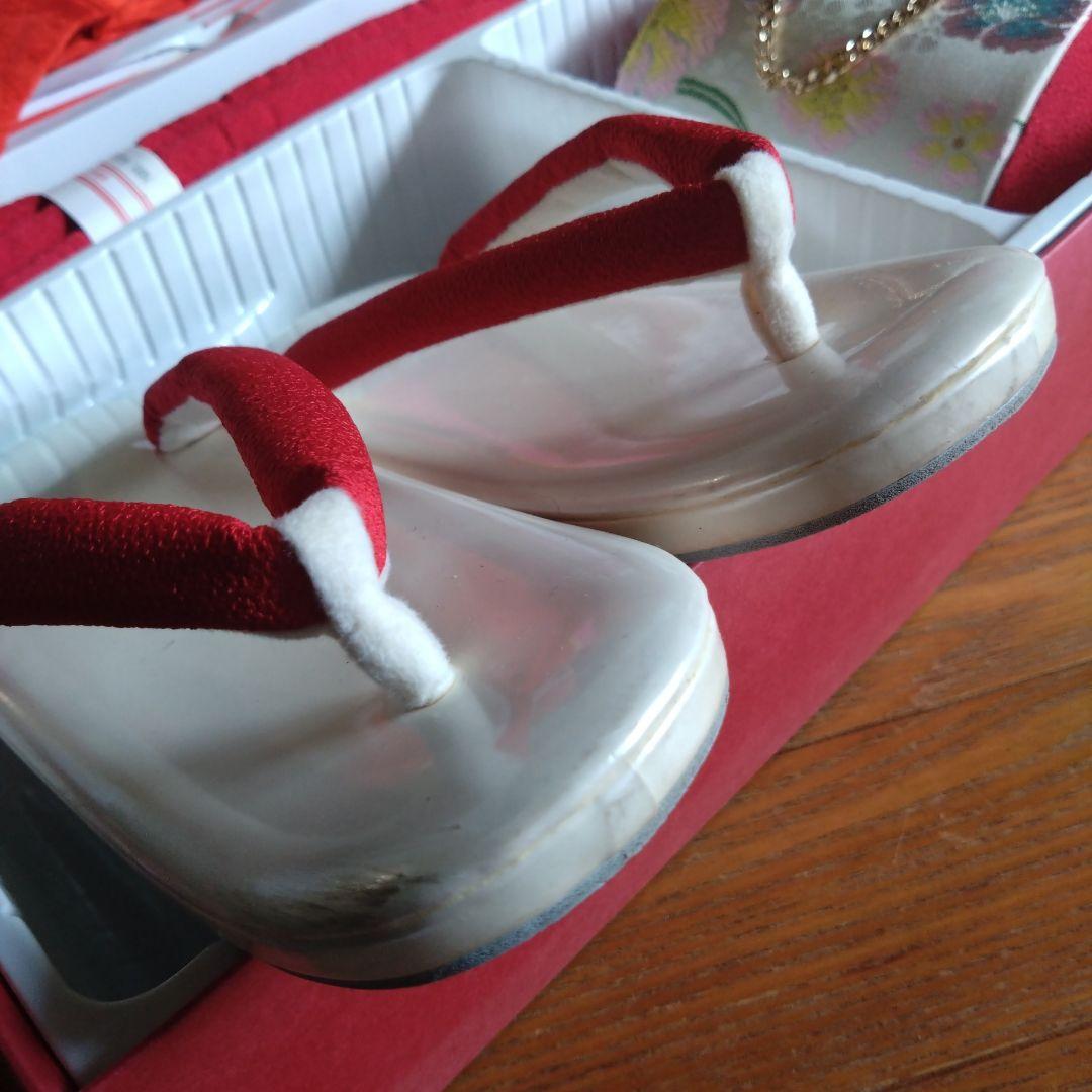 上質美品★１回使用★七歳★七五三小物セット 赤と白※草履スレあり