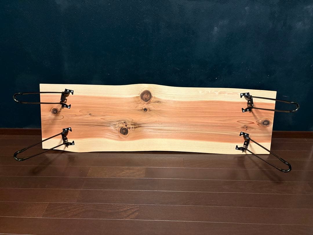 一枚板 無垢材 杉板 折りたたみ ローテーブル サイドテーブル　紀州杉　節あり