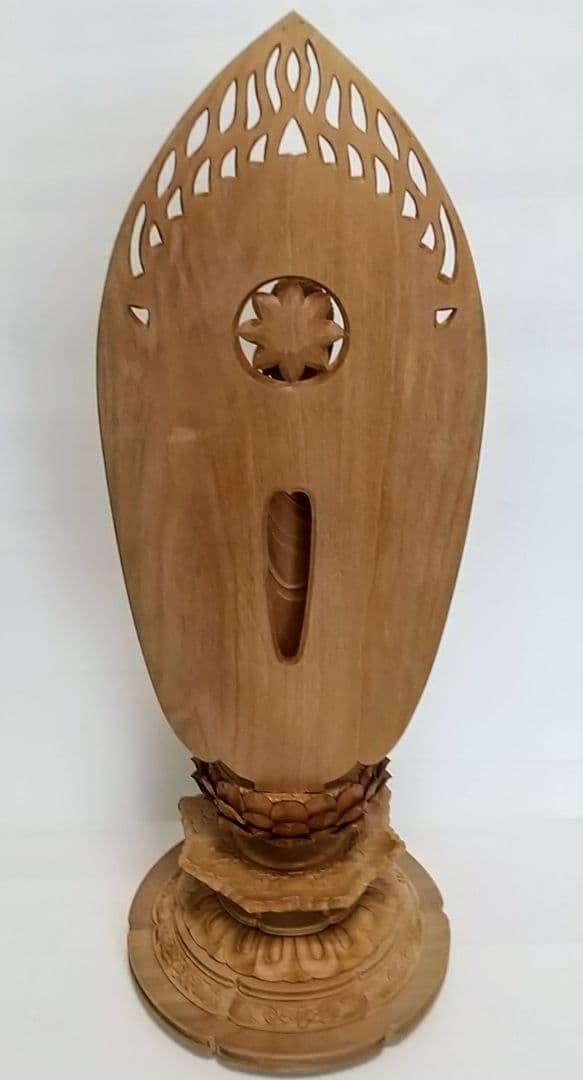 阿弥陀如来立像 6寸#451 舟型来迎雲文光背◆白檀 木彫 仏像