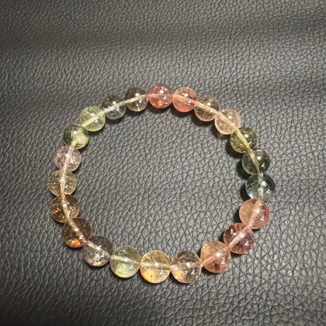 キャンディーカラートルマリン　天然石ビーズ　ブレスレット