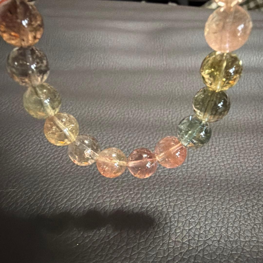 キャンディーカラートルマリン　天然石ビーズ　ブレスレット