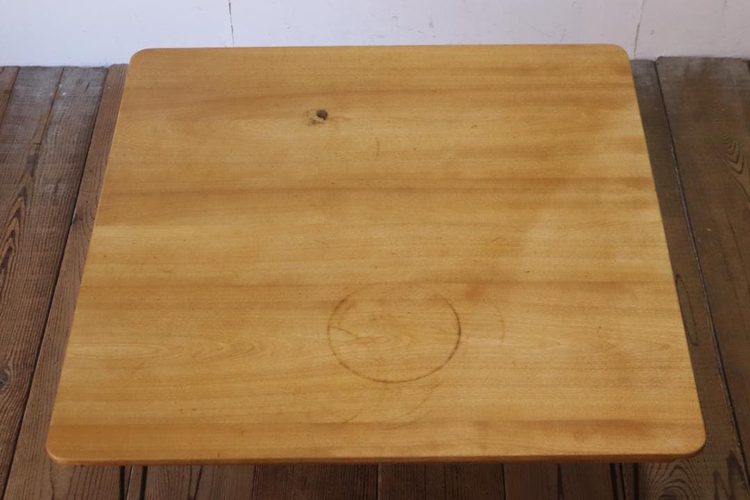 オーク無垢材 ローテーブル 正方形 座卓 ちゃぶ台 机 折りたたみ アイアン脚