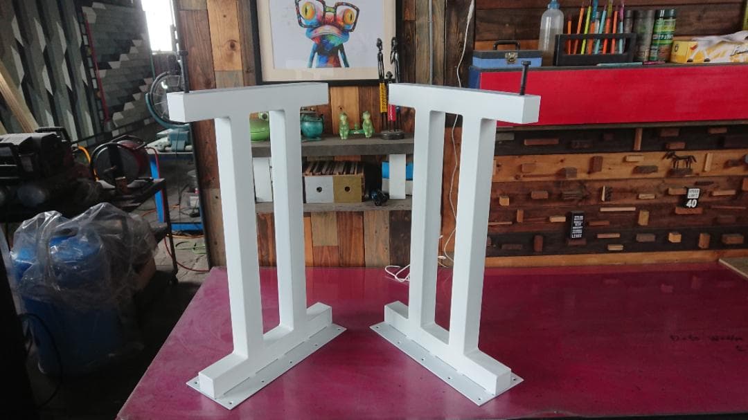 マットホワイトでアイアンな極太鉄脚♪ 50×400×650mm Ⅱ型 2脚ver