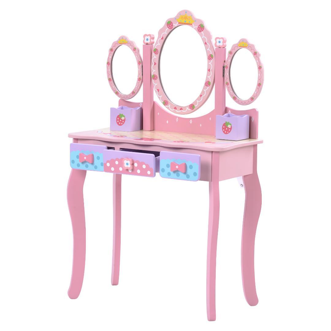 ドレッサー おままごと 姫系 可愛い 子供ドレッサー メイク台 ミラー 三面鏡
