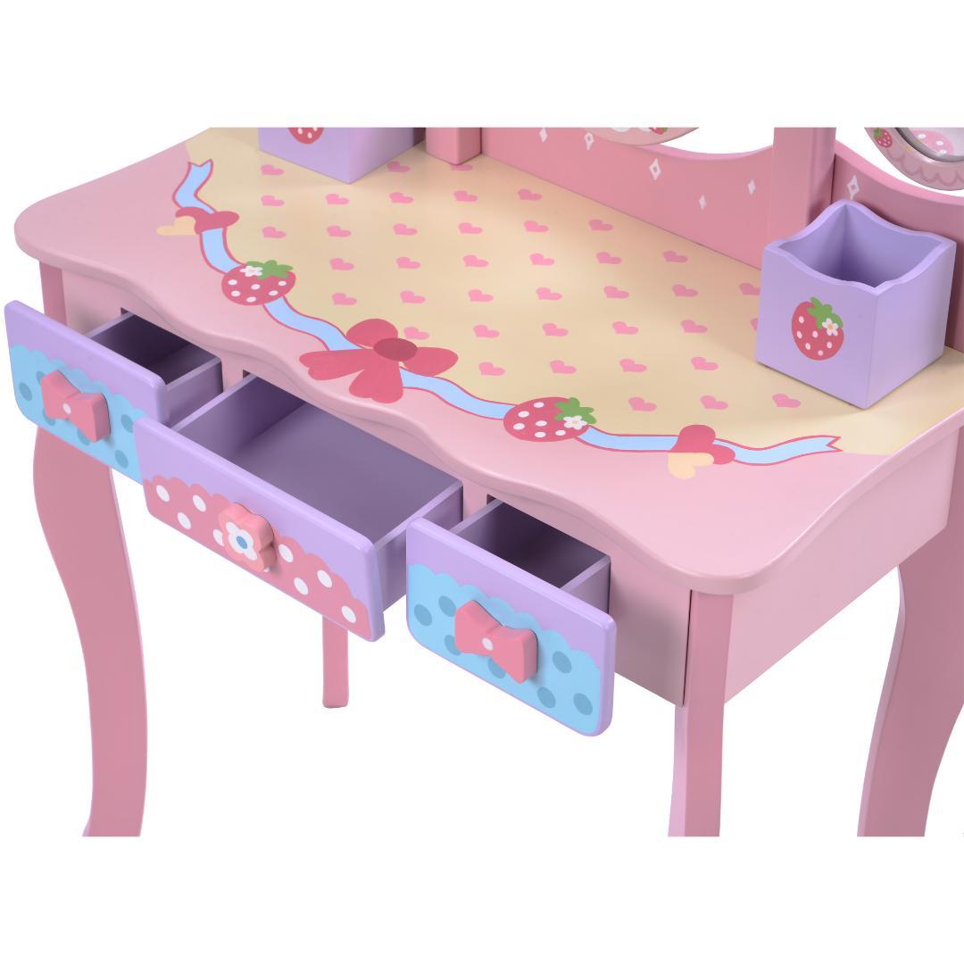 ドレッサー おままごと 姫系 可愛い 子供ドレッサー メイク台 ミラー 三面鏡