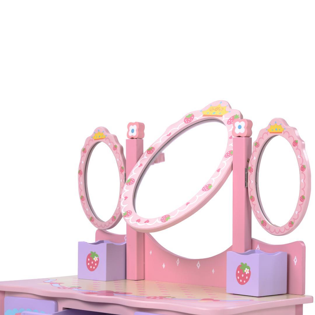 ドレッサー おままごと 姫系 可愛い 子供ドレッサー メイク台 ミラー 三面鏡