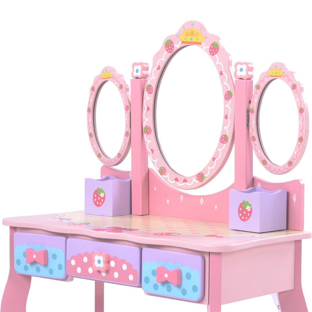 ドレッサー おままごと 姫系 可愛い 子供ドレッサー メイク台 ミラー 三面鏡