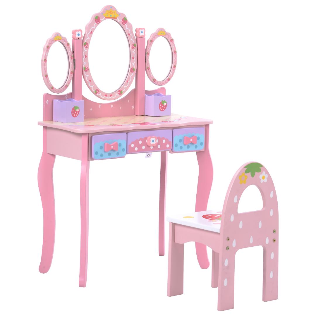 ドレッサー おままごと 姫系 可愛い 子供ドレッサー メイク台 ミラー 三面鏡