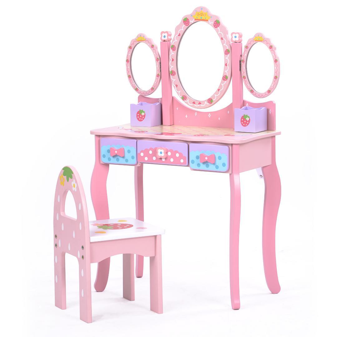 ドレッサー おままごと 姫系 可愛い 子供ドレッサー メイク台 ミラー 三面鏡