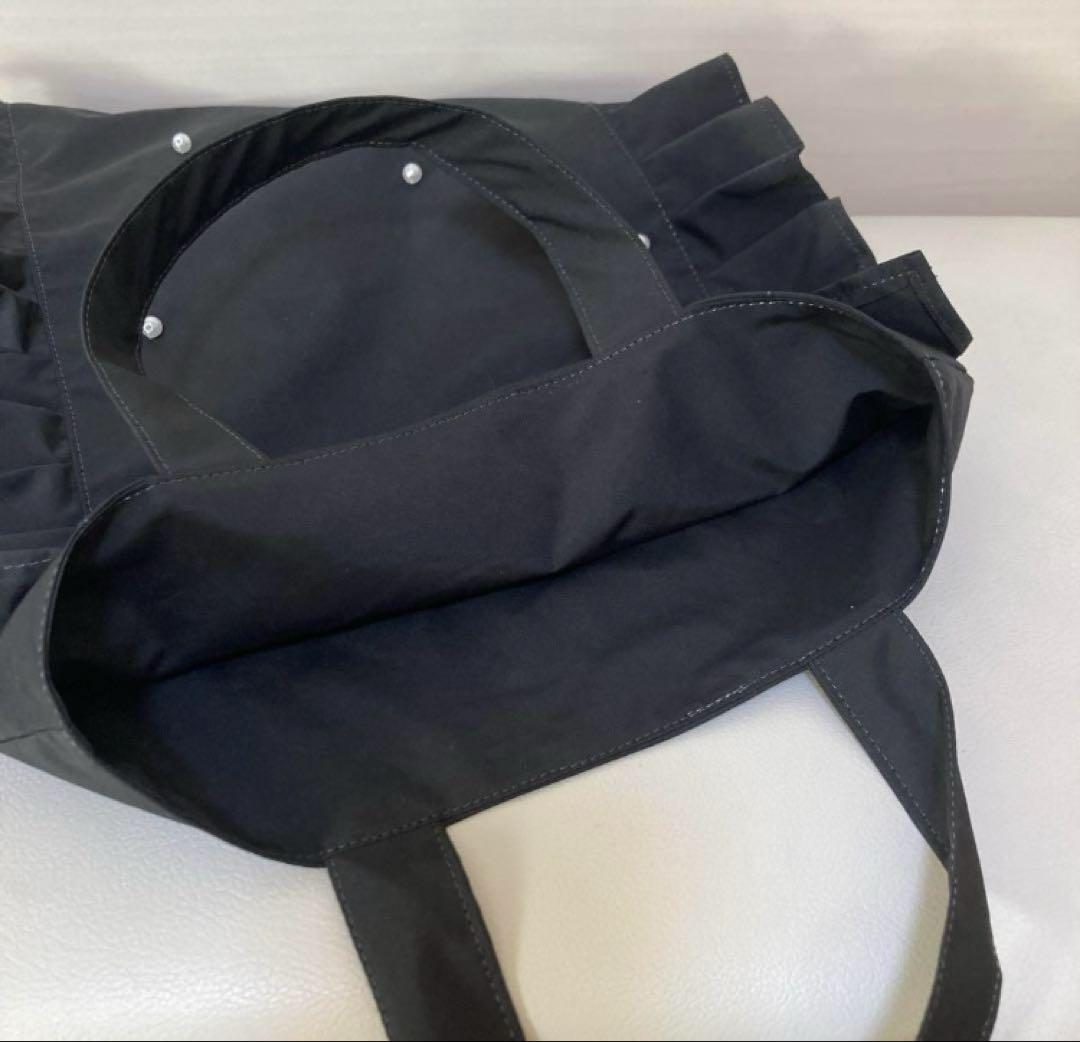 撥水ハンドメイドサイドフリルパール調ビーズレッスンバッグ上履き袋体操服着替え袋