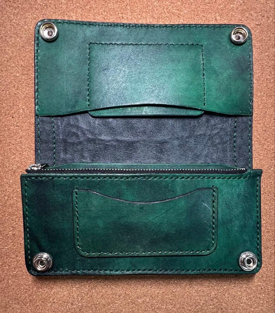 トラッカーウォレット SLTW クロコ型押し手染めアンチック ハンドメイド手縫い